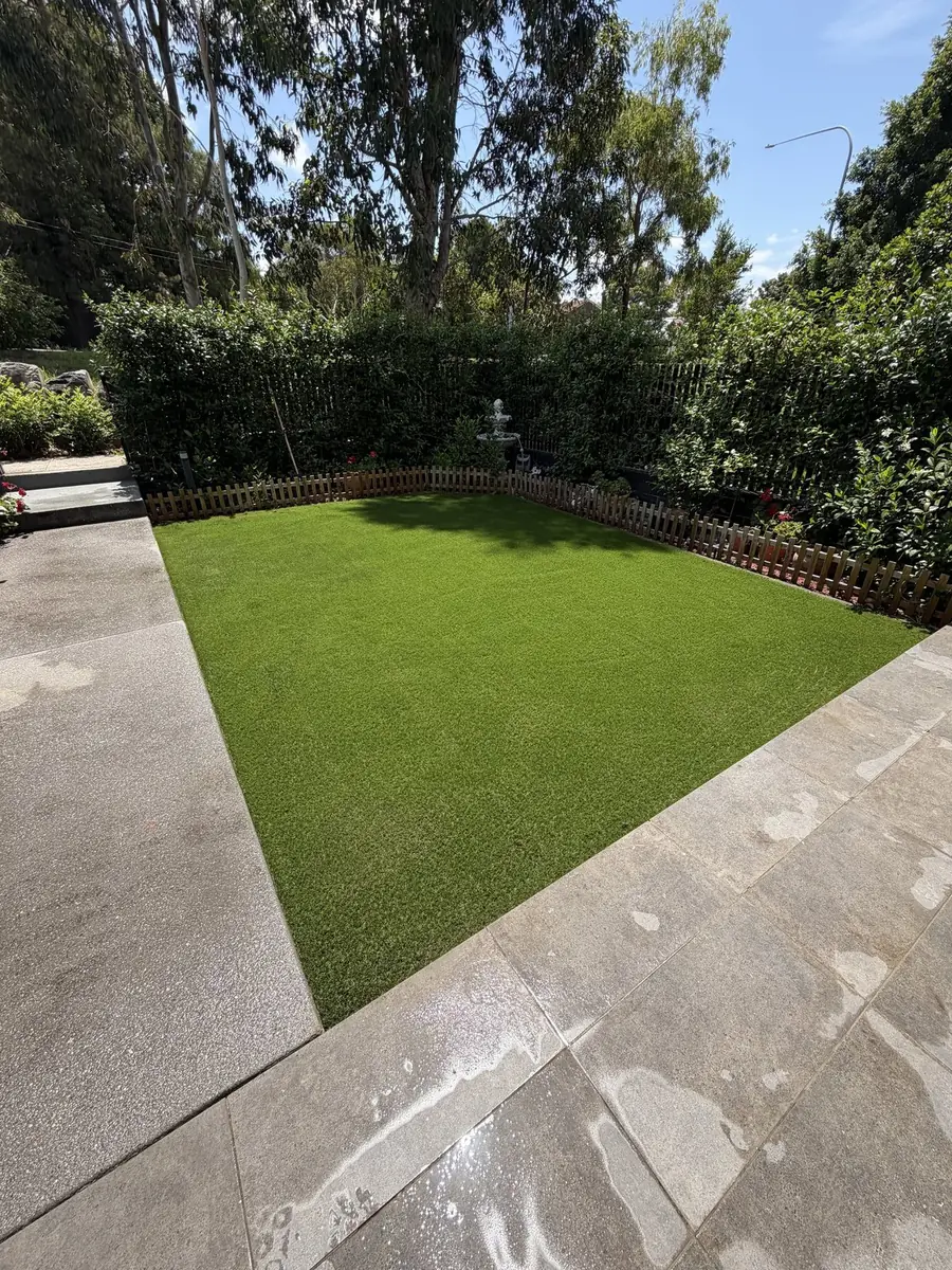 Finished artificial lawn after installation